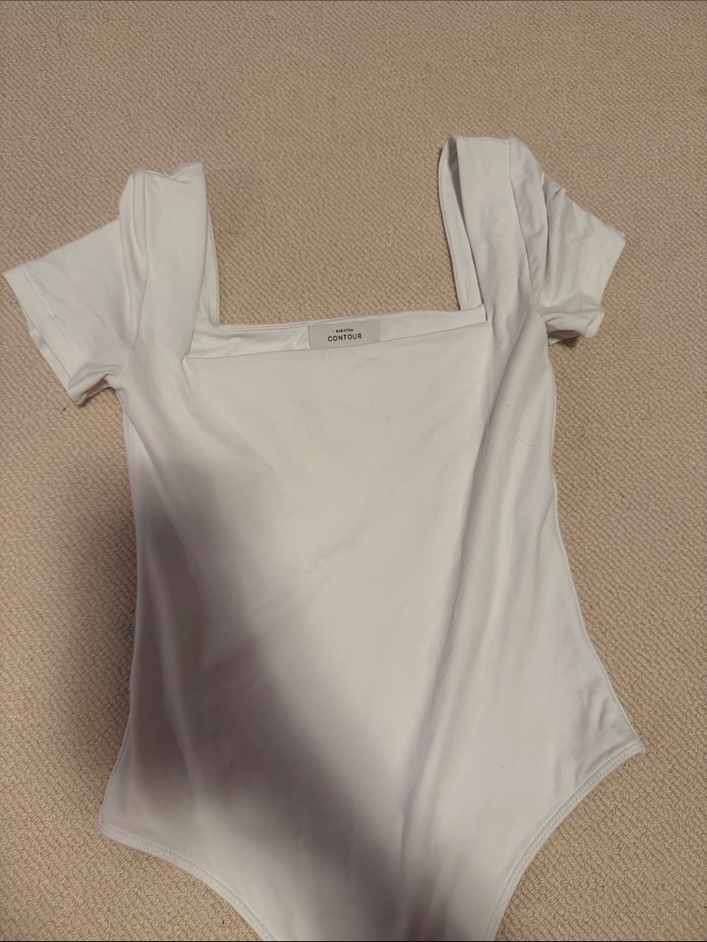 Aritzia Contour White Square Neck Short-Sleeve Bodysuit